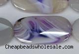 CAG1260 15.5 inches 20*40mm faceted oval line agate gemstone beads