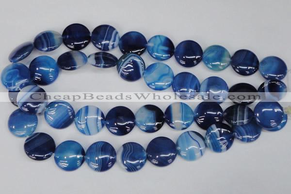 CAG1278 15.5 inches 20mm flat round line agate gemstone beads