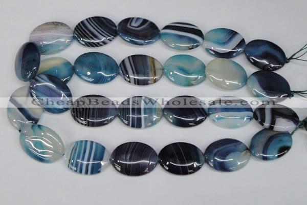 CAG1293 15.5 inches 22*30mm oval line agate gemstone beads