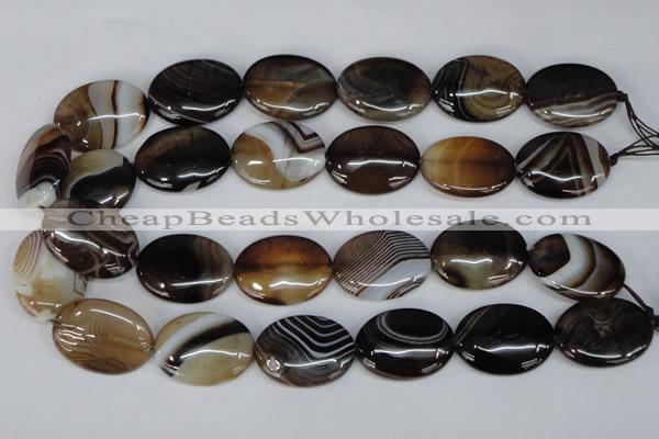 CAG1317 15.5 inches 22*30mm oval line agate gemstone beads