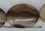 CAG1319 15.5 inches 30*40mm oval line agate gemstone beads