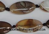 CAG1320 15.5 inches 15*30mm marquise line agate gemstone beads