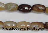 CAG1340 15.5 inches 10*15mm faceted rice line agate gemstone beads