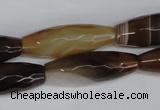 CAG1342 15.5 inches 10*30mm faceted rice line agate gemstone beads