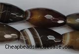 CAG1344 15.5 inches 15*30mm faceted rice line agate gemstone beads