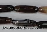 CAG1345 15.5 inches 10*30mm faceted rice line agate gemstone beads