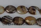 CAG1348 15.5 inches 12*16mm faceted oval line agate gemstone beads