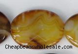 CAG1370 15.5 inches 30*40mm faceted oval line agate gemstone beads