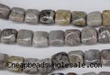 CAG1430 15.5 inches 8*8mm square silver needle agate beads