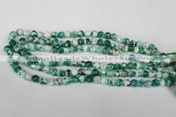 CAG1510 15.5 inches 8mm faceted round fire crackle agate beads