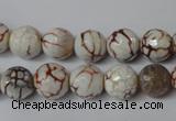 CAG1520 15.5 inches 10mm faceted round fire crackle agate beads