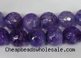 CAG1537 15.5 inches 12mm faceted round fire crackle agate beads