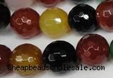 CAG1548 15.5 inches 14mm faceted round fire crackle agate beads