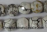 CAG1555 15.5 inches 16mm faceted round fire crackle agate beads