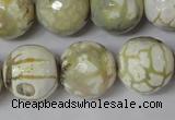 CAG1565 15.5 inches 18mm faceted round fire crackle agate beads