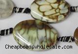 CAG1577 15.5 inches 20*30mm twisted oval fire crackle agate beads