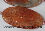 CAG1592 15.5 inches 25*50mm twisted oval fire crackle agate beads