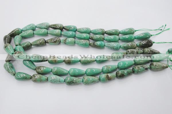 CAG1601 15.5 inches 10*20mm teardrop green grass agate gemstone beads