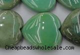 CAG1612 15.5 inches 30*30mm heart green grass agate beads