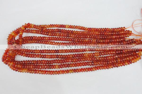 CAG1645 15.5 inches 3*6mm rondelle red agate gemstone beads