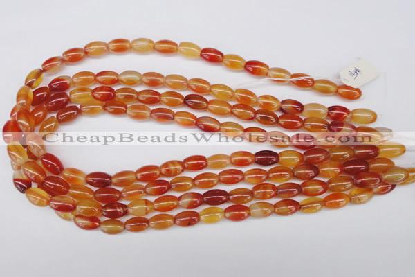 CAG1646 15.5 inches 8*12mm rice red agate gemstone beads