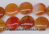 CAG1649 15.5 inches 18mm flat round red agate gemstone beads