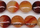 CAG1650 15.5 inches 20mm flat round red agate gemstone beads