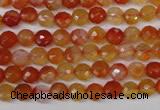 CAG1655 15.5 inches 6mm faceted round red agate gemstone beads