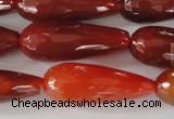 CAG1667 15.5 inches 10*30mm faceted teardrop red agate gemstone beads