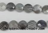 CAG1762 15.5 inches 10mm faceted coin Chinese botswana agate beads