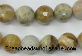 CAG1834 15.5 inches 12mm faceted round bamboo leaf agate beads