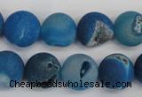 CAG1856 15.5 inches 14mm round matte druzy agate beads whholesale