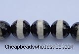 CAG1879 15.5 inches 8mm faceted round tibetan agate beads wholesale