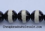 CAG1880 15.5 inches 10mm faceted round tibetan agate beads wholesale