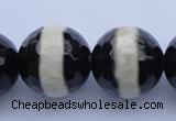 CAG1882 15.5 inches 14mm faceted round tibetan agate beads wholesale