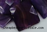 CAG207 15.5 inches 30*30mm faceted square purple agate beads