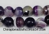 CAG2097 15.5 inches 12mm faceted round purple line agate beads