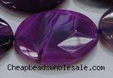 CAG210 15.5 inches 25*35mm faceted oval purple agate gemstone beads