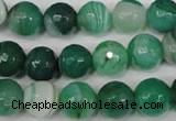 CAG2115 15.5 inches 12mm faceted round green line agate beads