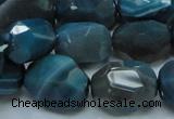 CAG217 15.5 inches 15*20mm faceted nugget blue agate gemstone beads