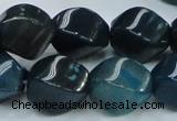 CAG220 15.5 inches 13*18mm twisted blue agate gemstone beads