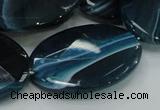 CAG224 15.5 inches 25*35mm faceted oval blue agate gemstone beads