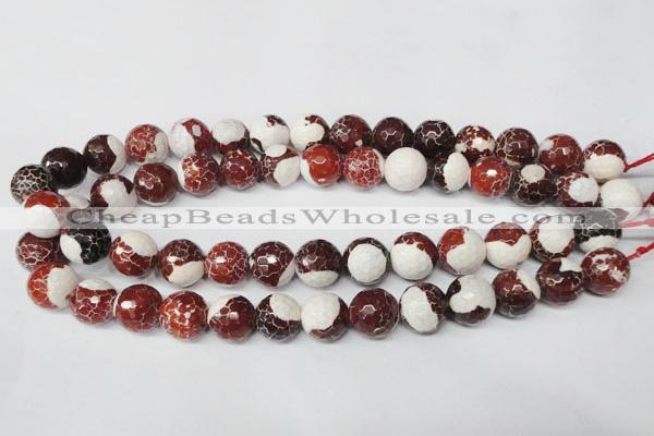 CAG2255 15.5 inches 14mm faceted round fire crackle agate beads