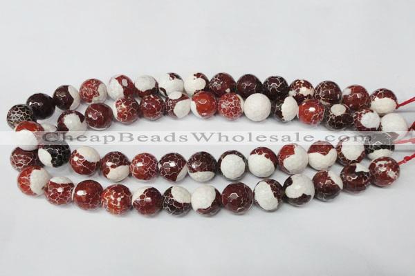 CAG2257 15.5 inches 18mm faceted round fire crackle agate beads