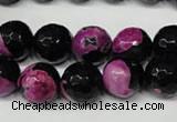 CAG2265 15.5 inches 14mm faceted round fire crackle agate beads