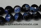 CAG2276 15.5 inches 16mm faceted round fire crackle agate beads