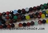 CAG2350 15.5 inches 4mm faceted round multi colored agate beads