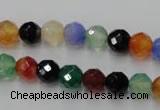 CAG2351 15.5 inches 6mm faceted round multi colored agate beads