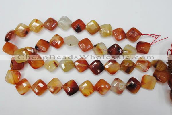 CAG2402 15.5 inches 16*16mm faceted diamond red agate beads wholesale