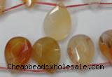 CAG2408 Top-drilled 13*18mm faceted flat teardrop red agate beads